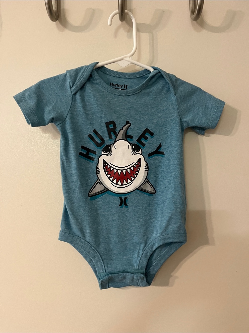 Hurley Teal Shark Graphic One-Piece Bodysuit